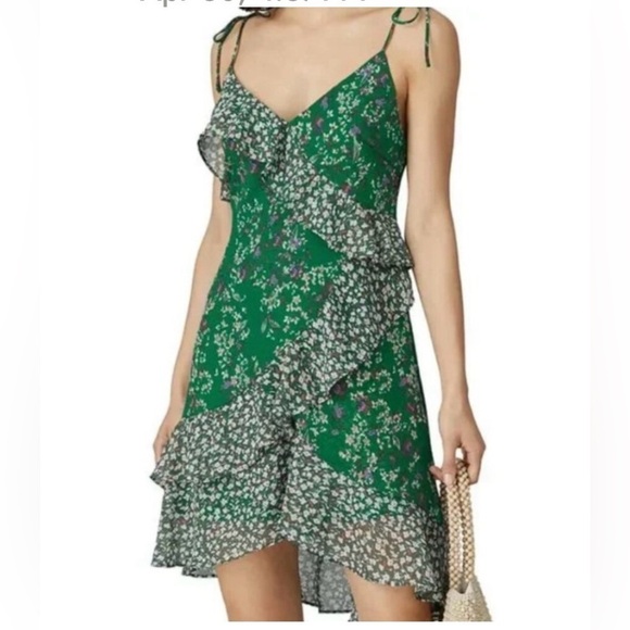 Astr Dresses & Skirts - ASTR The Label Green Floral Mini Dress With Asymmetric Hem - Size XL